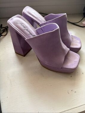 Free People Lavender Suede Platform Mule Heels